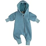 Lilakind“ Baby Wollwalk Overall Einteiler mit Kapuze Walkloden Walkoverall Blau Gr. 74/80 - Made in Germany