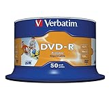 Verbatim DVD-R 16x Matt Silver 4.7GB I 50er Pack Spindel I DVD Rohlinge bedruckbar I 16-fache Brenngeschwindigkeit & Hardcoat Scratch Guard I DVD-R Rohlinge printable I DVD