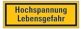 Aufkleber Hochspannung Lebensgefahr Warnaufkleber Schild 18x52 / 37x105 / 74x210 / 148x410mm, signalgelb Made in Germany by MBS-SIGNS, Größe: 148x410