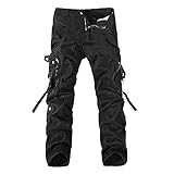 Herren Casual Arbeitshose Baumwolle Relaxed Fit Military Combat Cargohose mit Mehreren Taschen Latzhose H