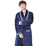 Übergröße XXXL. Kimono Nähte Plaid Bademäntel Männlich Dicke 3 Schichten Winter Gestester Bademantel Dicke Flanell Robe Pijamas (Color : C, Size : L)