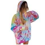 Nannon Mode Drucken Tie-dye Sweatshirts Damen mit Kapuze Lange Ärmel Lose Pullover mit Tasche Freizeit Herbst und Winter Streetwear Tops T-Shirt Bluse mit H