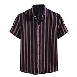 Bluse T-Shirt Tops Shirts Herren Sommer Mode Gestreift Bedrucktes Kurzarmhemd Bequem (M,4dunkelblau)
