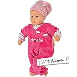 Käthe Kruse Puppe mit Namen Bestickt, Mini Bambina Lisa pink, Mädchen Kinder Puppe mit Kleidung personalisiert, Kuschelpuppe Anziehpuppe, 136551