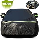 Favoto Autoabdeckung Winter Vollgarage Auto Abdeckplane Staubdicht Wasserdicht Autohülle Autoplane Car Cover für 370cm-400cm Schrägheck Schwarz 395cm x 150cm x 130cm 2.65kg