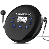 MONODEAL Tragbar CD-Player, 2021 Personal CD Player, Tragbarer Discman mit Kopfhörern/LCD-Display/USB-Ladekabel/AUX-Kabel/Samtbeutel, für Autos Erwachsene Kinder S