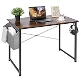 AuAg Schreibtisch 100 x 50 cm, Computertisch mit Aufbewahrungstasche, PC-Tisch Bürotisch Officetisch für Home Office Schule, Stabil Laptop-Tisch Arbeitstisch (Vintage Braun)