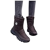 Dasongff Damen Winterstiefel Wasserdicht Warm Gefüttert Flach Rutschfeste Schneestiefel Winterschuhe Winter Stiefeletten Kurzschaft Stiefel Boots Schuhe Middle Tube Stiefel Schwarz Braun G