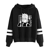 Yesgirl Hunter X Hunter Hoodie Damen Herren Killua Hisoka Baka Pullover Unisex Streifen Baseball Pulli Männer Anime 3D Druck Langarm Sweatshirt Kapuzenpullover Casual Shirt D Schwarz Larg