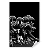 Postereck - 0142 - NFL, Schwarz Weiss Football Amerika USA Angriff - Wandposter Fotoposter Bilder Wandbild Wandbilder - Leinwand - 60,0 cm x 40,0