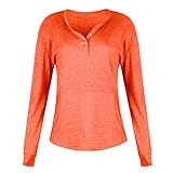Damen Casual Lose Knopf V-Ausschnitt Einfarbig Langarm Bluse T-Shirt Mode Persönlichkeit Bequem All Match Bluse Pullover 5XL
