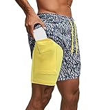 ZARU Herren Badeshorts, Kokospalme Druck Männer Breathable Badehose Kurze Strand Hosen Badebekleidung Shorts Sommer Sport Schwimmshorts (S, B)