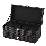 SMEJS Schmuck Box- Watch Box Organizer mit Schublade - Real Glasplatte, Verstellbarer Fach, M