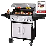 ProfiCook PC-GG 1206 Gasgrill, Heizzonen für individuelle Temperatursteuerung, zusätzlicher Keramikbrenner mit Temperaturen von bis zu 850 °C, Schwarz/E