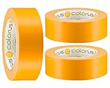 3 x Colorus Goldband Abklebeband 38 mm x 50m | 90 Tage UV-Papier-Klebeband | Lasur-Klebeband für Innen und Außen | Abdeckband-Gold Scharfe Kanten | Dünnes Malerklebeband | Klebeband für Lack