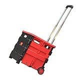 LULUVicky Einkaufstasche, zusammenklappbar, mit zwei Rädern, zusammenklappbarer Bollerwagen mit Deckel, geeignet für den täglichen Gebrauch zu Hause (Größe: 380 x 330 x 360 mm; Farbe: Schwarz und Rot)