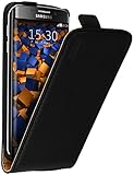 mumbi Echt Leder Flip Case kompatibel mit Samsung Galaxy S6 Edge Hülle Leder Tasche Case Wallet, schw