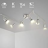 SCHIELE LED Deckenleuchte Schwenkbar 6 Flammig Strahler Deckenlampe inkl. 6 x 6W GU10 Warmweiß LED Leuchtmittel matt nickel Deckenstrahler Deckensp