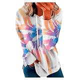 unilarinna Pullover Damen Hoodie Sweatshirt Langarm Kapuzenpulli Print Bequeme Kordelzug Bluse Tops Lässig Lose Tops Große Größen Oberteil Basic Rundhals Hemdbluse W