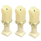 Baoblaze Ewig flackernde flammenlose Kerzen, Echtwachs LED Stumpenkerzen Batteriebetriebene realistische 3D tanzende F