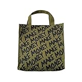 Damen Canvas Handtasche for Männer Damen - Geld verdienen Themen - große Einkaufstasche Handheld Taschen for Laptop Shopping Arbeit Strand Reisen Tragetaschen (Color : Olive Green, Größe : 34x32cm)