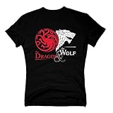 Game of Thrones - The Dragon & The Wolf - Targaryen & Stark - GoT Herren T-Shirt - von Shirt Department, schwarz-Weiss, XXL