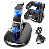 Ozvavzk Ladestation Charger für PS4 Controller, Dualshock Docking Ladegerät Stand mit USB Kabel für 2 Playstation 4 C
