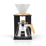 BEEM Pour Over Kaffeebereiter Set für 4 Tassen | 4-teiliges Set mit stylischem Glas-Handfilter in Diamantoptik in Größe 2 | 0,5 l Glaskanne inkl. Deckel und Silikonunterlage für einen festen S