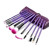 WT-YOGUET 12Pcs Make-up Pinsel Set Lidschatten Augenbrauen Puder Fächerpinsel mit PU Aufbewahrungskoffer Gesichtskosmetik Tools Makeup F