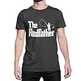 The Rodfather Herren T-Shirt Angel Männer Shirt Oberteil für Freizeit Angler lustige Geschenkidee zum Geburtstag oder als Geschenk zum Männertag (Asphalt Grau, XXXXL)