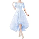 Charm4you Damen Knielanges Cocktailkleid Schulterfreies Ballkleid,Abschlussballkleid,Abendkleid,Brautjungfernkleider,Heimkehrkleider-Sky Blue_48