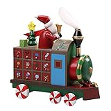 BABAOOU Weihnachts-Adventskalender aus Holz bemalt Zug mit 24 Schubladen Countdown-Dek