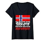 Damen Ich brauche keine Therapie ich muss nur nach Norwegen T-Shirt mit V