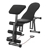 SHU ILV Verstellbare Hantelbank mit Rückenlehne, Krafttrainingsbank für Ganzkörpertraining, zusammenklappbar, Neigungsneigung, für Heim-F