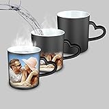 Cofest Personalisierte Zaubertasse mit Ihrem Foto Tasse Farbewechsel - Herzhenkel Kaffeetasse Wärmeempfindliche Sublimation Geschenk Cup 350