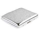 Quantum Abacus Zigarettenetui aus Metall, zeitlos elegant mit Rankenmuster, für 18 Zigaretten, Farbe: Silber, Mod. 501-01