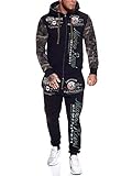 OneRedox | Herren Trainingsanzug | Jogginganzug | Sportanzug | Jogging Anzug | Hoodie-Sporthose | Jogging-Anzug | Trainings-Anzug | Jogging-Hose | Modell JG-512 Oliv Camouflage XL