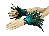 Feder Armbänder Türkis Pfau Kostüm Manschetten Burlesque Eisvog