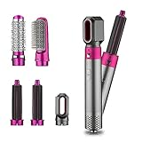 Mawson Modisch Multifunktionsfunktion 5 in 1 Haartrockner Kamm Haar Curling Richten Haar Styling Glättungsgeräusche Elektrische Lufteisen for Trockner Sanfter Wind (Color : Pink, Plug Type : EU)