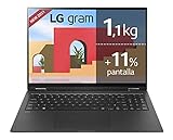 LG - 16Z90P Windows 10 Home, Ultraleicht 40,6 cm (16 Zoll) WQXGA 16:10 IPS (1,2 kg, Autonomie 16,5 h. Intel EvoTM i5 11. Gen., Iris Xe, 16 GB RAM, 5 12 GB SSD NV. Me), spanische Tastatur, Schw