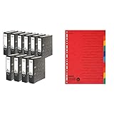 Original Falken 10er Pack Recycling-Ordner Wolkenmarmor. 8 cm breit DIN A4 schwarzer Rücken Ringordner & Falken Karton-Register überbreit. Für DIN A4 24 x 29,7 cm volle Hö