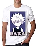 Hunter X Hunter - Killua Zoldyck - Baka Herren T-Shirt Weiß Grau Schwarz M