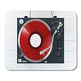 Mauspads Plattenspieler Vinyl Plattenspieler Weiß Holzbretter Soundtechnologie Mauspad für Notebooks, Desktop-Computer Matten Bü