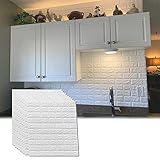 Solarka Modern Schallschutz steintapete, Wohnzimmer Steinoptik Kverkleidungen Wandaufkleber, Frei zu Schneiden, 20PCS, 35 * 38 cm (13.99sq ft)-3MM-White~10PCS