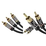 KabelDirekt - Stereo Cinch Audio Video Kabel - 2m & Cinch Audio Kabel - 1m - (Koaxialkabel geeignet für Verstärker, Stereoanlangen, HiFi Anlagen & andere Geräte mit Cinch Anschluss)