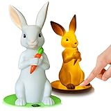 AROOSA LED Nachtlicht für Kinder, Baby und Erwachsen - Mit Rudi Hase im schönsten Traum - Nachtlicht baby mit Touch Sensor & auto-Timer - Nachtlampe Kinderzimmer - Schlaflicht Farbtemperatur w