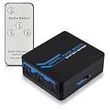 kwmobile Digital Audio Verteiler Switch - 3 facher Umschalter Adapter für optische SPDIF Toslink Audiokabel mit IR Fernbedienung - 3x1 W