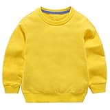 Taigood Kinder Pullover für Jungen Baumwolle Sweatshirt Langarm T Shirts Pullover Herbst Winter Alter 1-7 Jahre Gelb 120cm/4-5J