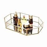 Feyarl Tablett Gold Kunstvolles Kosmetische Jewelry Organizer Vanity Tray verspiegelt Dekoratives Tablett für Home Parfum Skin C