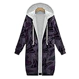 iHENGH Damen Parka Winterjacke,Hooded Overcoat Vintage Modisch Mantel Elegant Plüschmantel Winter Dicker Jacke Warme Winterjacke Mit Kapuze Lässig Pelzmantel Felljacke(Lila,XXL)